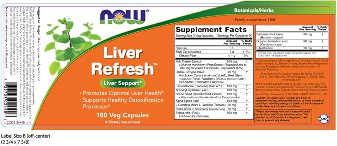 NOW Foods Liver Refresh Veg Capsules180 Capsules (Pack of 2)