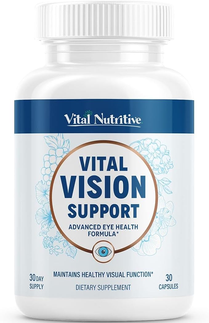 Vital Vision Support – Eye Health Supplement with Vitamin A Lutein Beta Carotene &amp Antioxidants – Eye Vitamins Support Hydration &amp Oxidative Stress -30 Days Serving