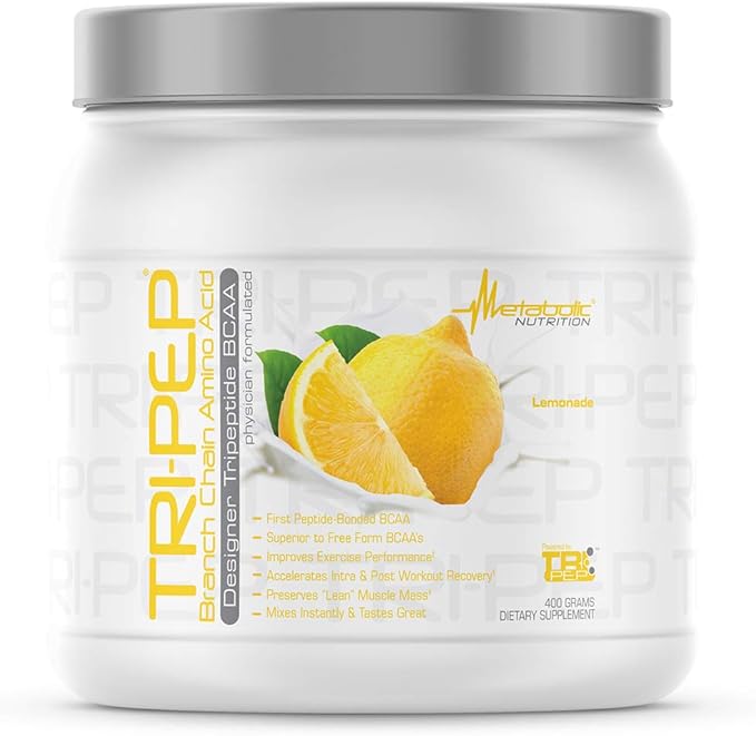 Metabolic Nutrition - TRIPEP - Tri-Peptide Branch Chain Amino Acid BCAA Powder Pre Intra Post Workout Supplement Lemonade 400 Grams (40 Servings)