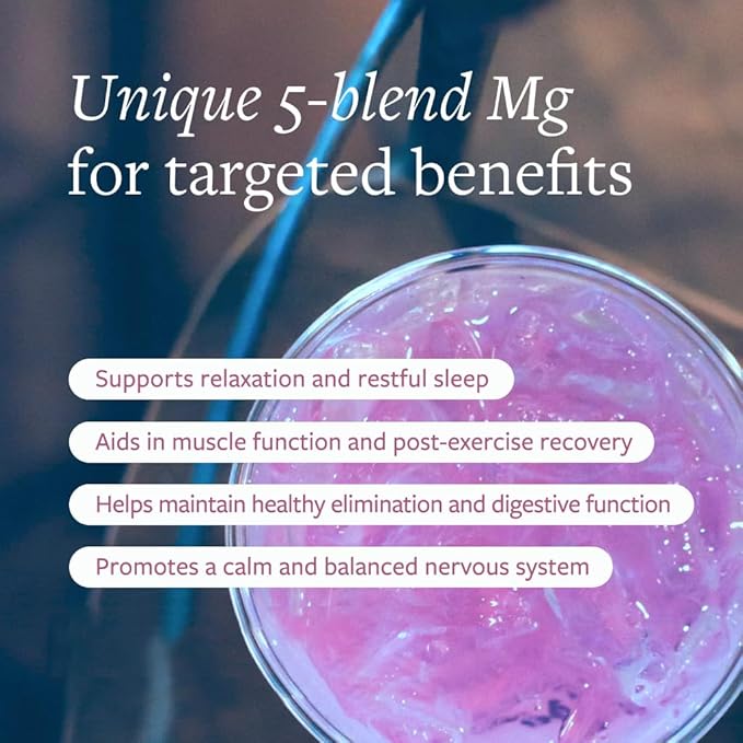 Total Magnesium Complex Powder Berry Flavored Magnesium Supplement for Sleep Stress &amp Digestion Advanced 5-blend Formula with Glycinate Citrate Malate Taurate Carbonate 60 Servings