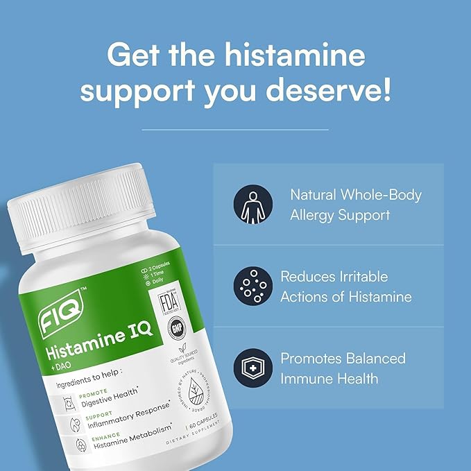 Formula IQ - Histamine IQ - Diamine Oxidase (DAO) Enzyme Supplement - DAO Histamine Blocker - Immune Support - 60 Capsules
