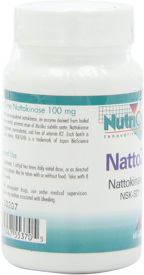 Allergy Research Group NutriCology NattoZyme 100 mg - Supplement to Support Healthy Circulation - Delivers 100 mg Nattokinase NSK-SD from Fermented Soybeans per Serving - 60 Servings - 60 Softgels