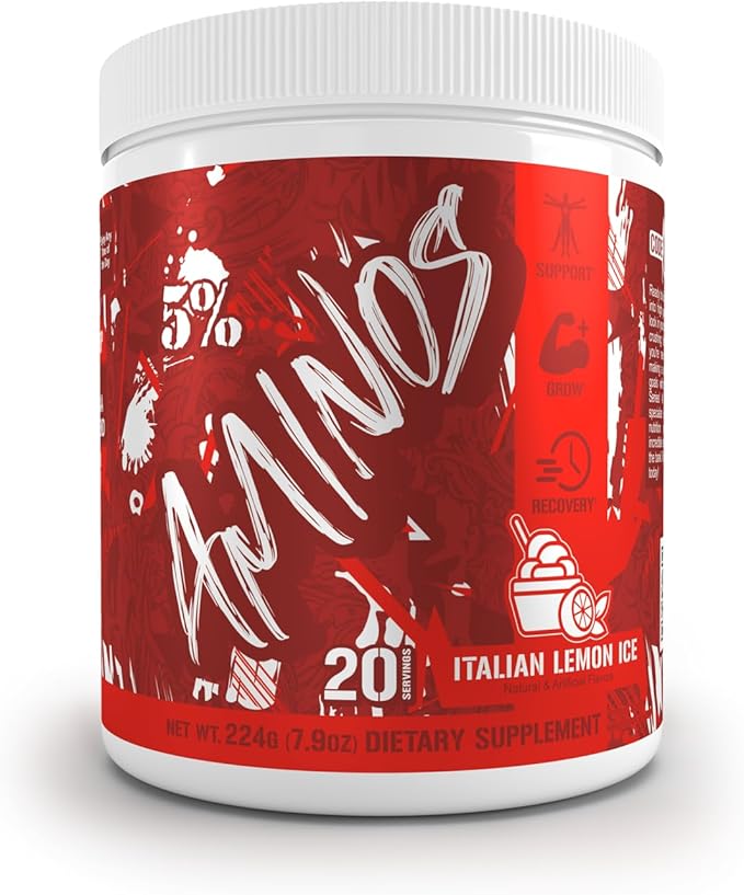 5% Nutrition Code Red Aminos BCAA &amp EAA Post Workout Recovery Powder | Full Spectrum Essential Amino Acid Complex for Men &amp Women (Italian Lemon Ice)
