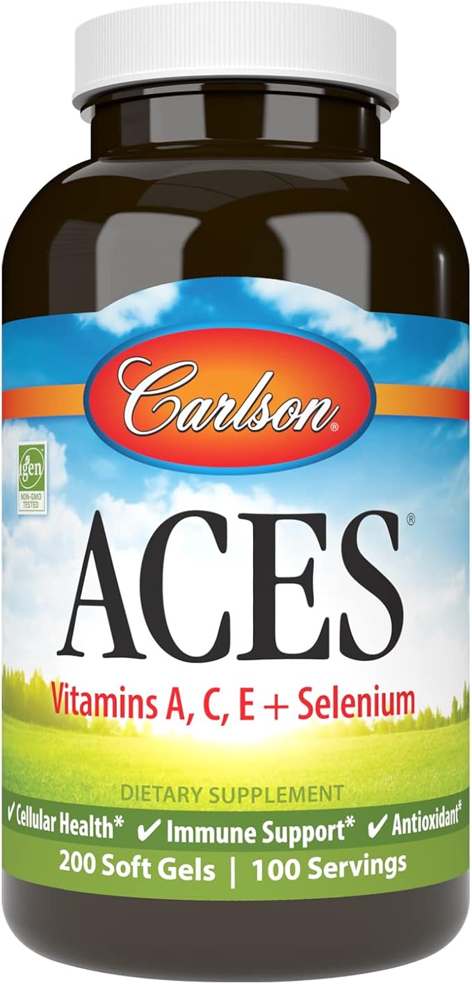 Carlson - ACES Vitamins A C E + Selenium Cellular Health &amp Immune Support Antioxidant 200 Softgels