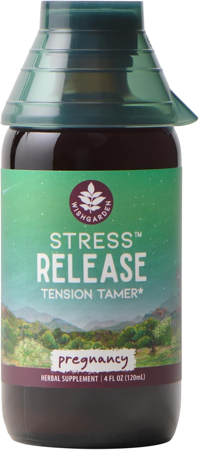 WishGarden Herbs Stress Release for Pregnancy - Natural Herbal Stress Relief Supplement with Lemon Balm &amp Chamomile Adrenal Support for Pregnancy and Postpartum Promotes Relaxation and Calm 4oz