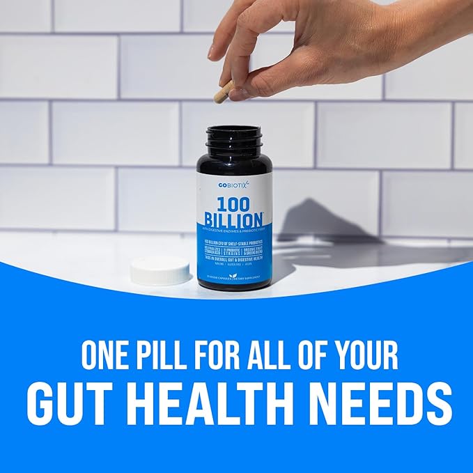 GOBIOTIX 100 Billion - Digestive Enzymes Supplement - Probiotics Multivitamin - Prebiotic Fiber Blend - 100 Billion CFU - Organic Fruit and Greens Blend - Vegan Non GMO - 30 Capsules