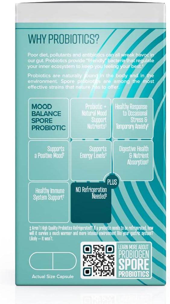 Probiogen Stress &amp Mood Balance Probiotic Ashwagandha Supplement 120 Count