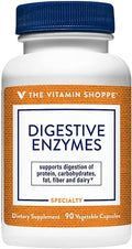 The Vitamin Shoppe Digestive Enzymes - Complete Digestive Support &amp Bloating Relief | Plant-Based Multi-Enzyme | 90 Veggie Caps | Vegan