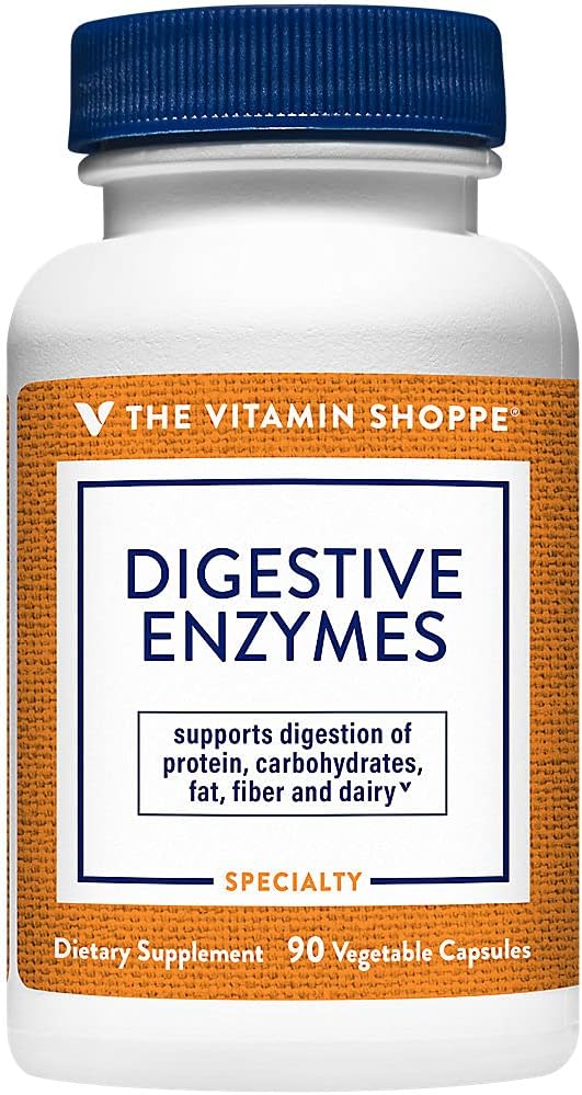 The Vitamin Shoppe Digestive Enzymes - Complete Digestive Support &amp Bloating Relief | Plant-Based Multi-Enzyme | 90 Veggie Caps | Vegan