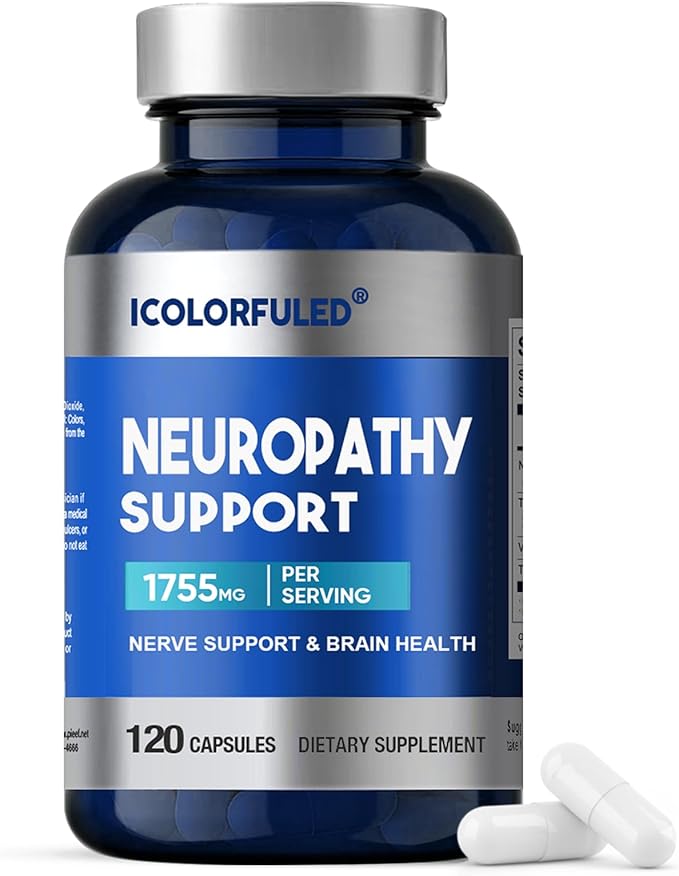 icolorfuled Neuropathy Supplements Nerve Savior for Neuropathy with 600 Mg Alpha Lipoic Acid &amp B Vitamins Fortify Nerves in Fingers Hands Neck Toes &amp Feet 120 Capsules | 40-Day Supply