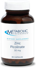 Metabolic Maintenance Zinc Picolinate - Supports Healthy Immune System - Delivers 30 mg of Zinc - Highly Bioavailable Superior Absorption - Vegetarian &amp Hypoallergenic - 90 Servings - 90 Capsules