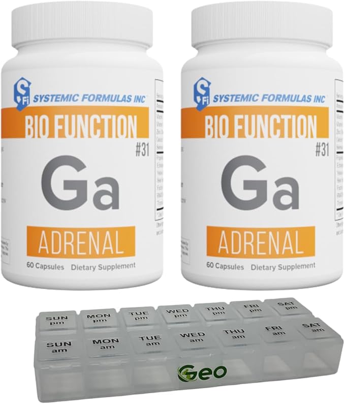 Systemic Formulas Ga Adrenal Energy Support: #31 - Ga - Adrenal Cortex Support 60 Capsules (Pack of 2) and 7 Day Pill Organizer