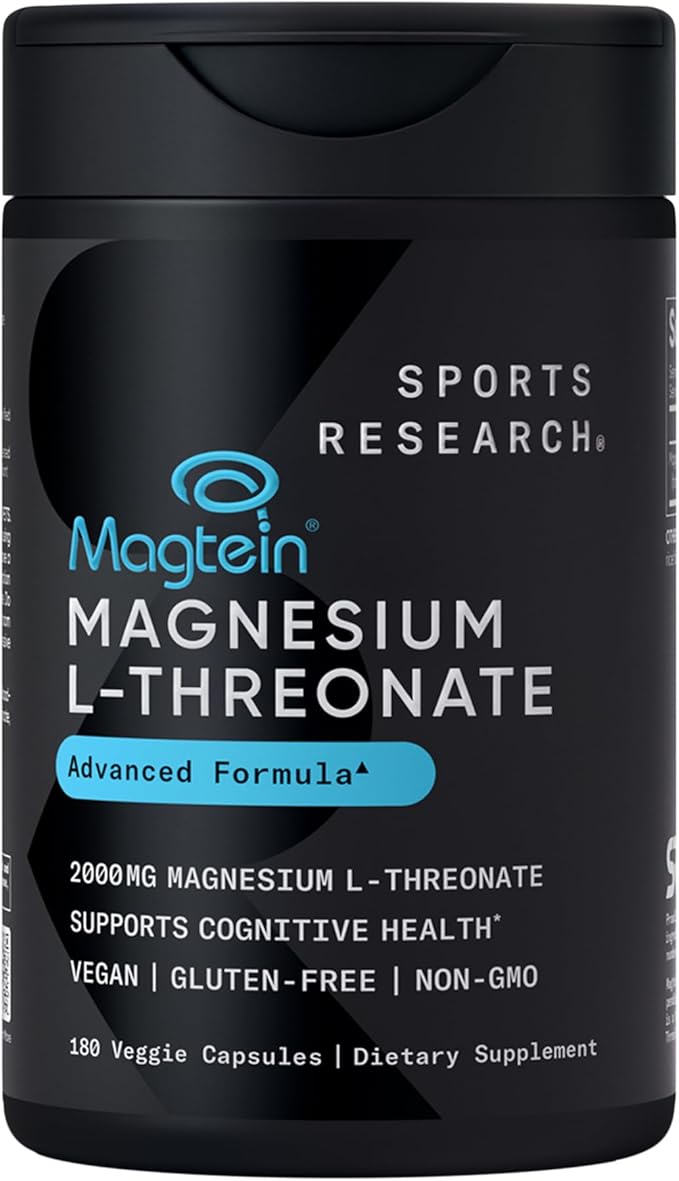 Sports Research® Celular Energy Pack - Plant Based Vitamin B12 as Methylcobalamin 5000mcg + CoQ10 100mg Enhanced w/Coconut Oil &amp Bioperine + High-Absorption Magtein® 2000mg