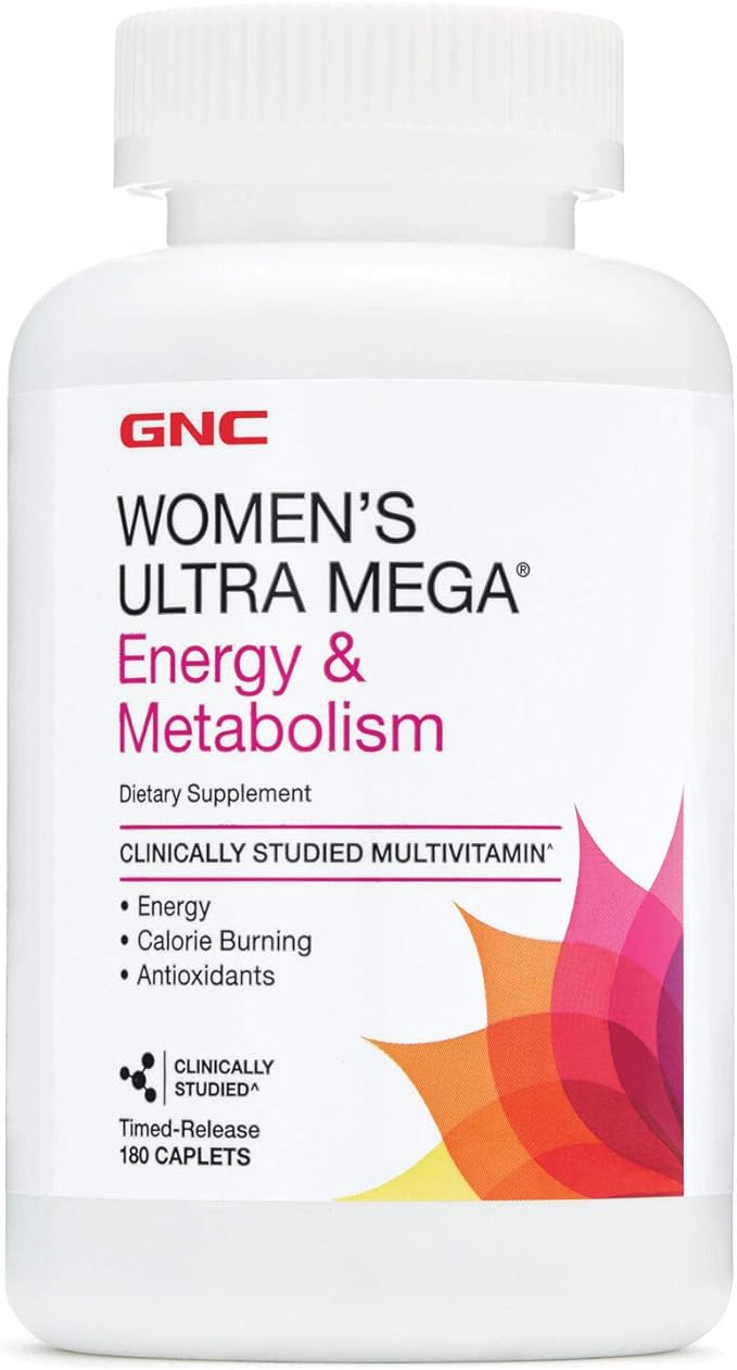 GNC Womens Ultra Mega Energy and Metabolism Multivitamin for Women 180 Count for Increased Energy Metablism and Calorie Burning