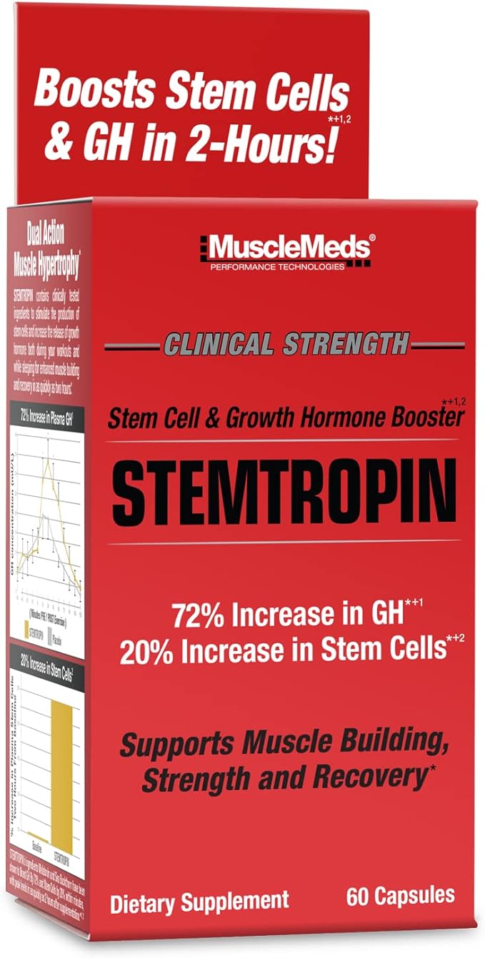 MuscleMeds STEMTROPIN Stem Cell &amp Growth Factor Booster Natural Supplement for Performance Enhancement &amp Anti-Aging Muscle Building and Recovery 60 Veggie Capsules