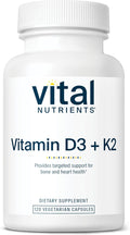 Vital Nutrients Vitamin D3 + K2 | 2000 IU | Vitamin D3 K2 Supplement | Vitamin D Complex for Healthy Calcium Levels Muscle &amp Bone Health | Gluten Dairy Soy Free | 120 Capsules