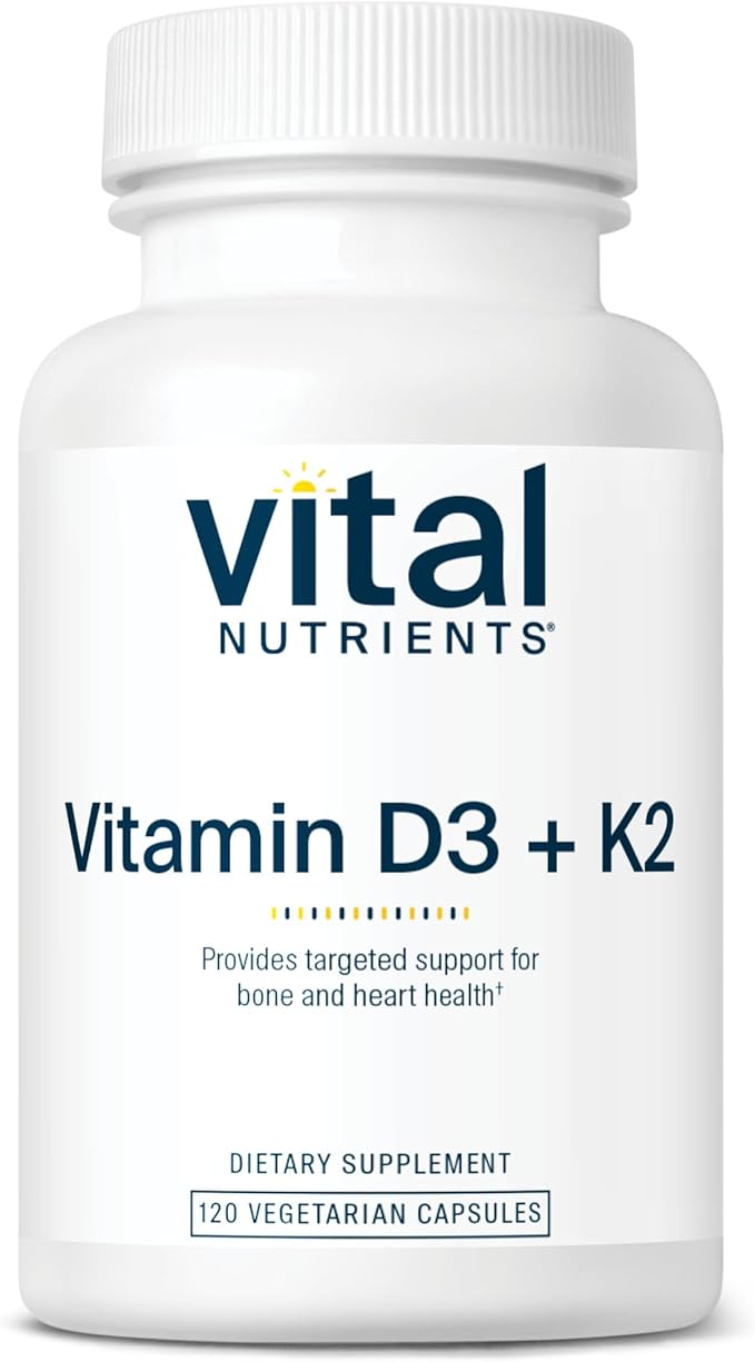 Vital Nutrients Vitamin D3 + K2 | 2000 IU | Vitamin D3 K2 Supplement | Vitamin D Complex for Healthy Calcium Levels Muscle &amp Bone Health | Gluten Dairy Soy Free | 120 Capsules