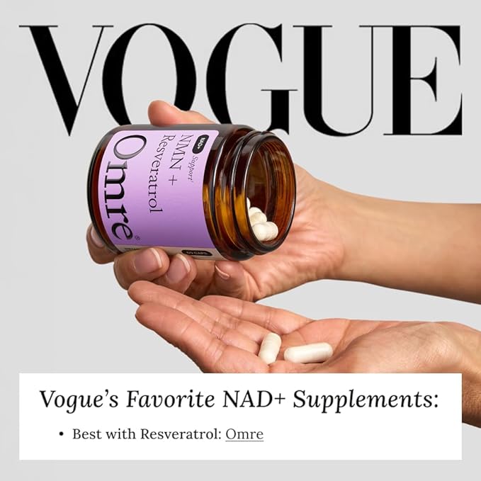 OMRE NMN + Resveratrol Supplement 99% Purity for Cellular Energy NAD+ Boost | Highly Bioavailable Nicotinamide Mononucleotide Supplement Resveratrol 500mg &amp NMN 500mg Made in USA 60 Capsules
