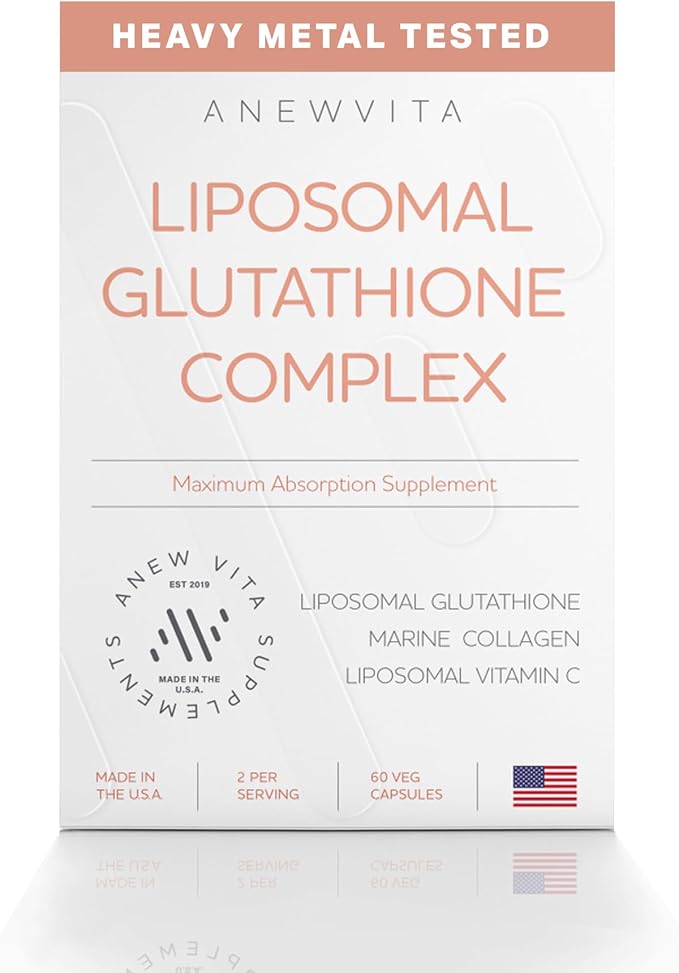 Liposomal Glutathione Complex with Marine Collagen Liposomal Vitamin C - Skin Care Supplement - Enhanced Absorption for Radiant Skin Detox &amp Antioxidant Support - 60 Veggie Capsules