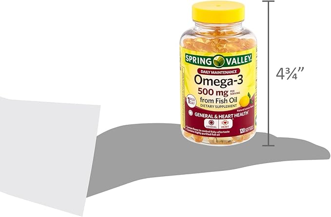 Spring Valley Omega-3 from Fish Oil 500 mg 120 Count SoftGels General &amp Heart Health Dietary Supplement Bundle with Luall's 45 Diabetes Decoded