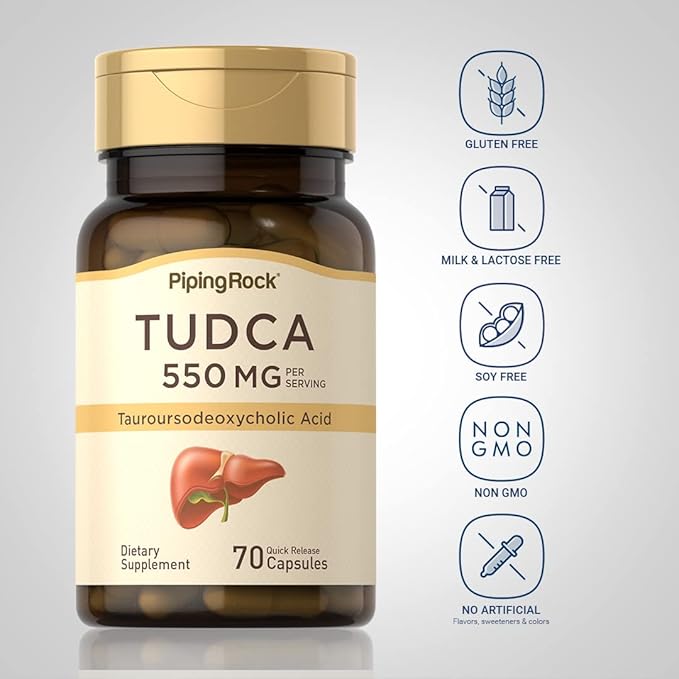 Piping Rock Tudca Supplement | 550mg | 70 Capsules | Tauroursodeoxycholic Acid | Non-GMO Gluten Free