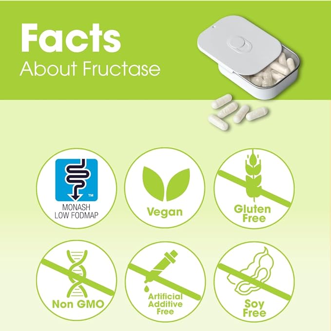 Intoleran Fructase Digestive Enzymes - 36 Capsules | Supplement for Fructose Intolerance | Enzymes to Help Digest Sugary Foods &amp Drinks (Fruit Sugar) | Fast Acting | Pure and Vegan | Low FODMAP