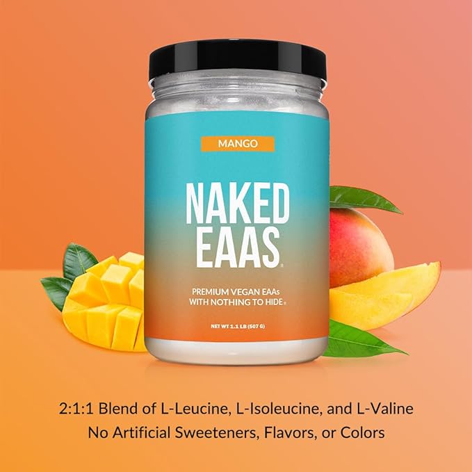 NAKED Mango EAAs Amino Acids Powder Vegan Essential Amino Acids Instantized All Natural EAA Powder Supplement 1.1LB - 26 Servings