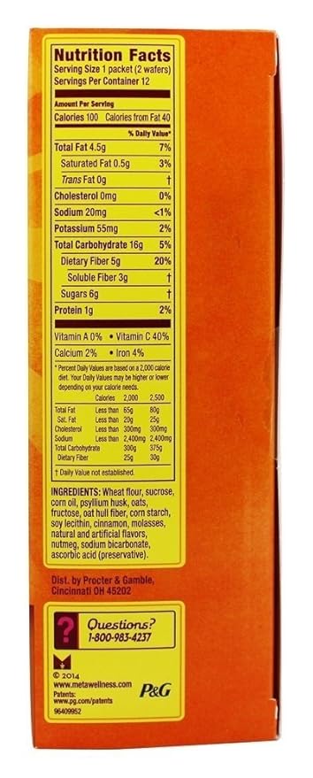 Metamucil Metamucil Fiber Wafers Cinnamon 12 ea