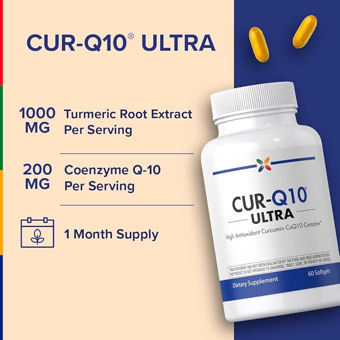Stop Aging Now - Curcumin CoQ10 Complex - with Turmeric Root Extract - Antioxidant &amp Cardiovascular Support - 60 Softgels