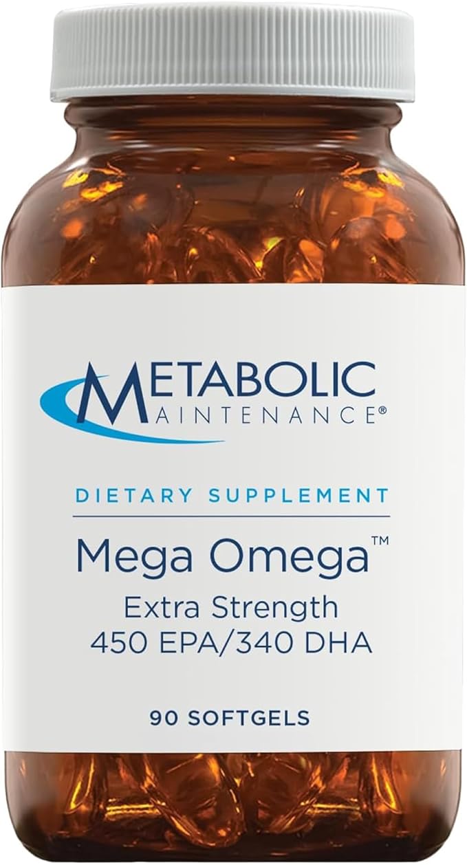 Metabolic Maintenance Mega Omega Extra Strength - EPA DHA Omega 3 Supplement 1000mg Concentrated Fish Oil - Heart Immune + Neurological System Support (90 Softgels)
