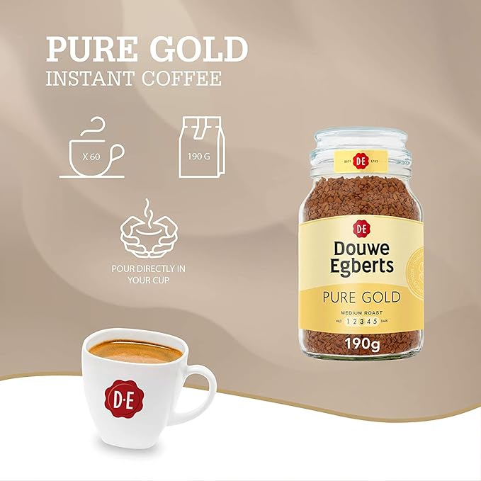 Douwe Egberts Pure Gold Instant Coffee Medium Roast 6.7-Ounce 190g (Packaging May Vary)