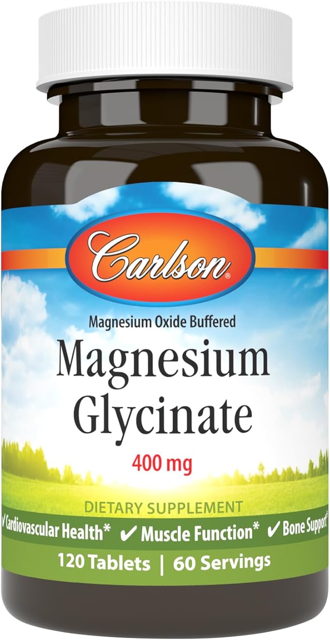 Carlson – Buffered Magnesium 400 mg – Gentle Absorption for Heart &amp Muscle Function Bone Support 120 Tablets