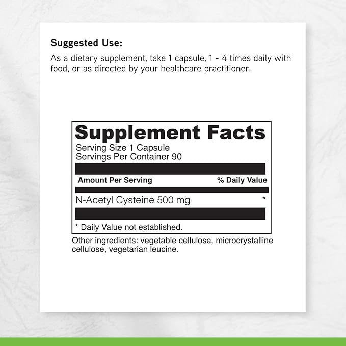 DAVINCI Laboratories - N-Acetyl Cysteine 500 mg - an Amino Acid Supplement to Support Immune System Function and Lung Health - Vegetarian Gluten-Free - 90 Capsules