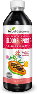 Papaya Leaf Blood Support Liquid - 15X Strength - Papaya Leaf Extract - Healthy Platelets Blood Cleanse Digestion Papaya Enzyme -12oz Liquid - Herbal Goodness (1 bttl)