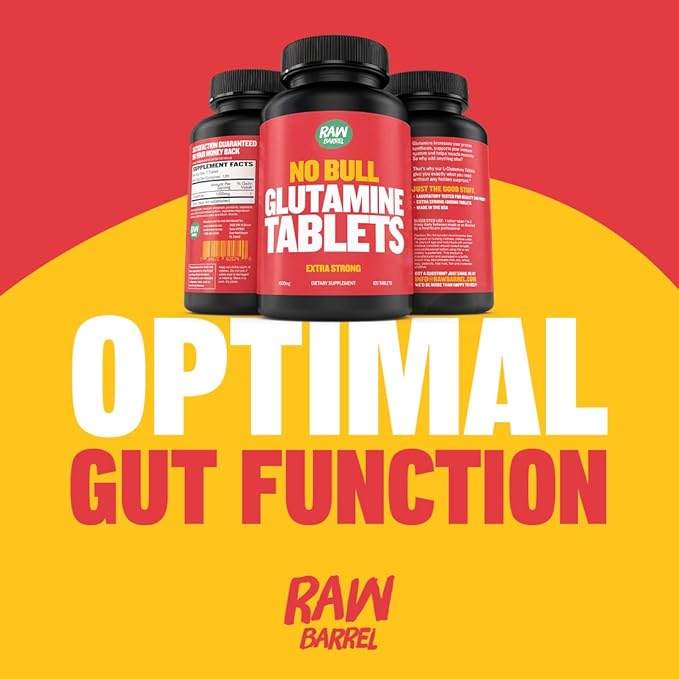 “No Bull” L-Glutamine Tablets Pure L Glutamine Pills Non GMO L Glutamine Supplement Naturally Vegan Vegetarian Friendly and Gluten Free 1000mg