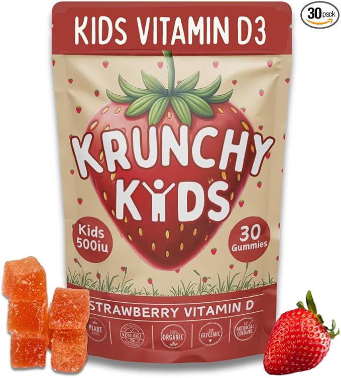Vitamin D3 Gummies for Kids 2+ – Clean Ingredient Strawberry Gummies Vegan &amp Non-GMO Low Glycemic Vitamin D Supplement for Immune &amp Bone Support 30 Count