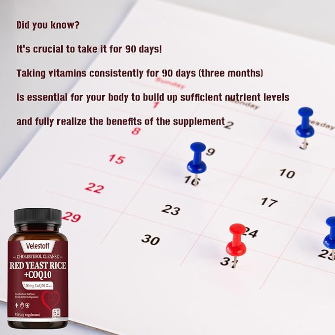 Red Yeast Rice &amp Coq10 Cholesterol Cleanse Red Yeast Rice Cholesterol Support Blend Natural Non-GMO Vegan