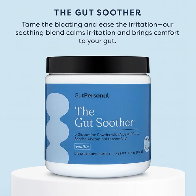 GutPersonal The Gut Soother L-Glutamine Powder Supplement: Restore Gut Lining Soothe Digestive Discomfort While Promoting Overall Gut Health 30 Servings (Vanilla)