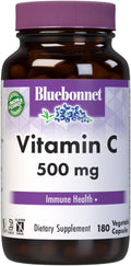 Bluebonnet Nutrition Vitamin C 500 mg Vegetable Capsules Ascorbic Acid for Immune Health &amp Skin Health Vegan Vegetarian Non GMO Gluten Free Soy Free Milk Free Kosher 180 Vegetable Capsul