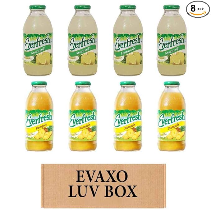 LUV BOX- variety Everfresh Juice 16 oz. pack of 8 Everfresh Lemonade Everfresh Pineapple Juice. by evaxo