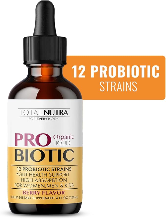 USDA Organic Liquid Probiotic for Kids Women &amp Men Toddler Probiotic Drops with Alfalfa Prebiotic Blend + Acidophilus for Gut Health Vegan Non-GMO Dairy Gluten &amp Sugar Free