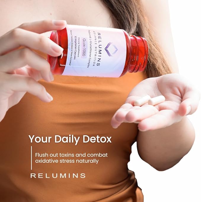 Relumins L-Glutathione &amp Vitamin C Supplement Bundle – 1000mg Reduced Glutathione Complex with Alpha Lipoic Acid &amp Rose HIPS (30 Capsules) + MAX Vitamin C 1000mg (60 Capsules)