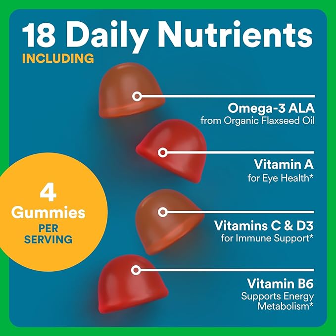 SmartyPants Multivitamin for Men Organic Gummies: Methylfolate Omega 3 (ALA) Vitamin D3 C Vitamin B12 B6 A K &amp Zinc for Immune Support Biotin Vegetarian 120 Gummies (30 Day Supply)