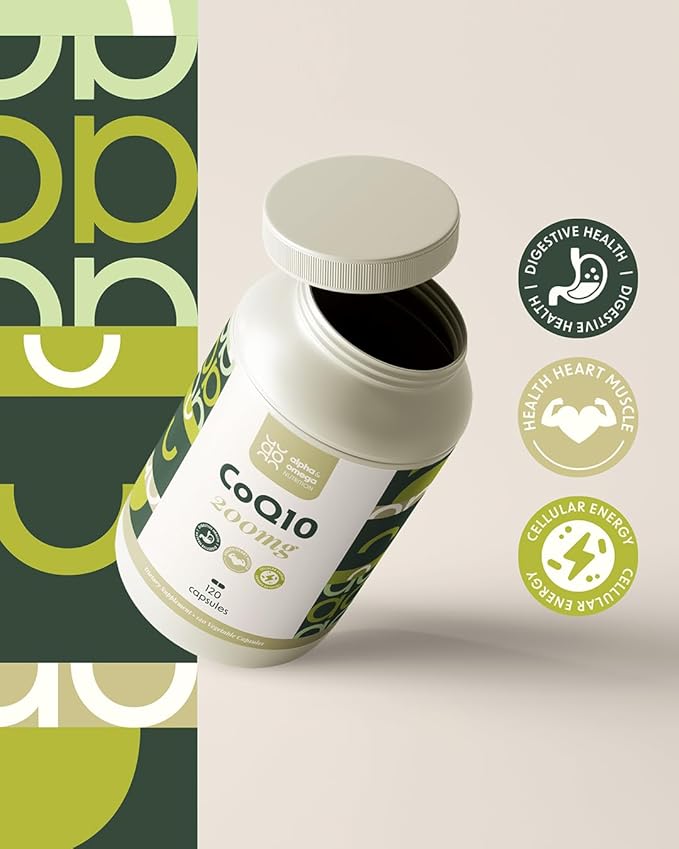 Alpha &amp Omega Nutrition Coq10 200mg 120 Veggie Caps Antioxidant Supplement for Vascular and Heart Health &amp Energy Production - 4 Month Supply