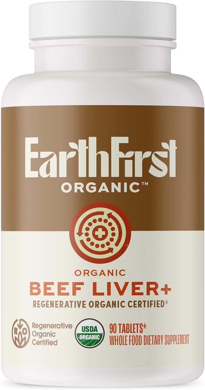 Beef Liver+ – Regenerative Organic Certified Grass-Fed Liver Supplement – Natural Source of Iron Vitamin A &amp B12 – Supports Energy Detox &amp Metabolic Health – 90 Capsules
