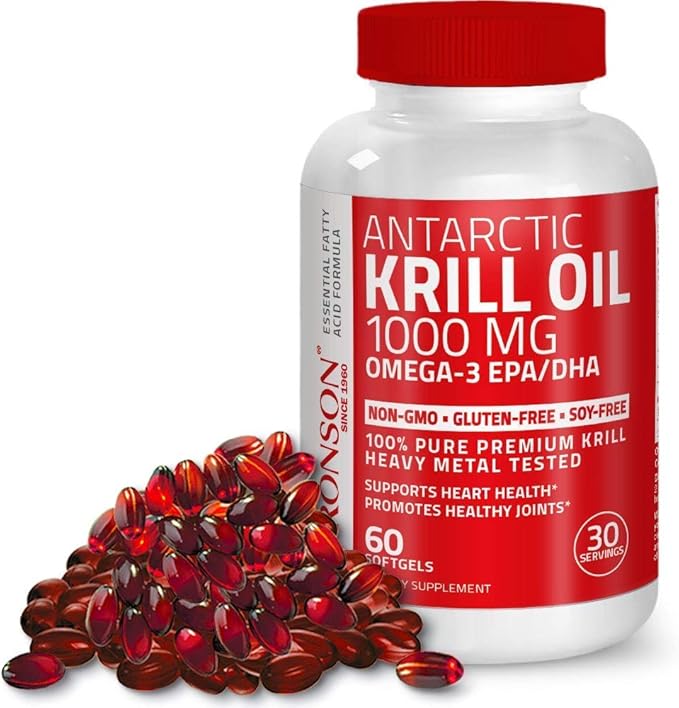 Bronson Probiotic 50 Billion CFU + Prebiotic with Apple Polyphenols &amp Pineapple Fruit Extrac Antarctic Krill Oil 1000 mg with Omega-3s EPA DHA
