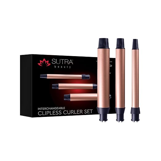 SUTRA Interchangeable Styler Attachments - Spring Curler Waver and Clipless Wand Attachment Options Rose Gold