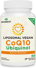 1000mg Liposomal CoQ10 Ubiquinol 60 Vegan Softgels High Absorption Ubiquinol CoQ10 Supplement Active Antioxidant Form of Coenzyme Q10 for Heart Function &amp Energy Production