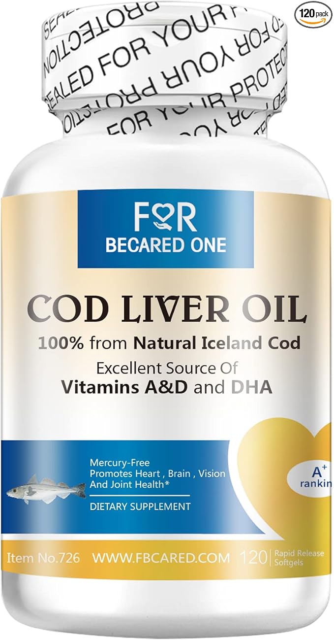 Fermented Cod Liver Oil 120 SoftgelsOmega-3+ Vitamins A &amp D-Heart &amp Brain Health Healthy Immunity Overall Wellness (Lemon Flavor)