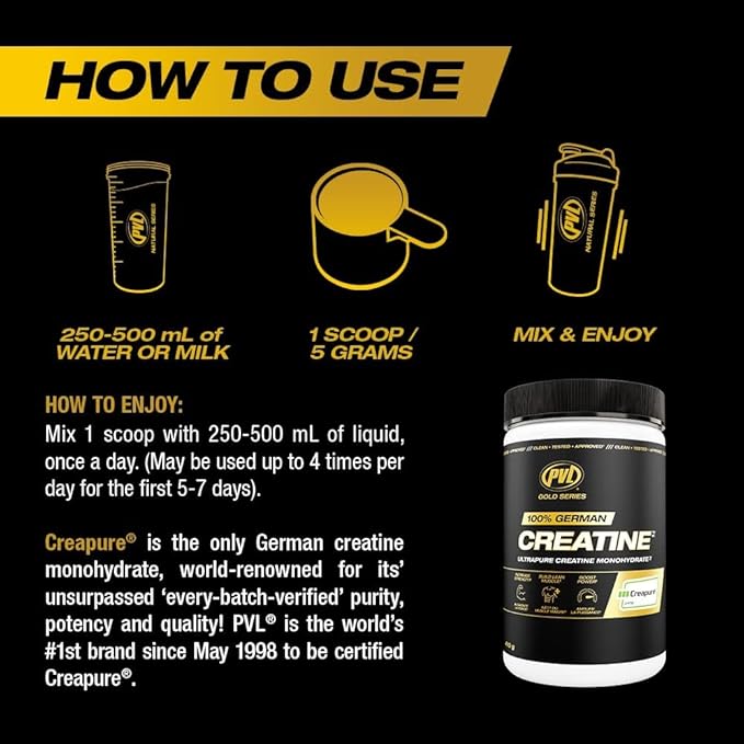 PVL Creapure Creatine – 100% Pure German Creatine Monohydrate Powder-Pharmaceutical Grade Muscle Building Supplement for Strength Training Pre Workout &amp Post Workout Protein Support–410g 82 Servi